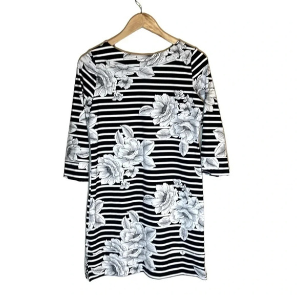 Lands End Black White Floral Striped Swim Shift Dress Size XS Summer Swim Pool - Picture 3 of 6